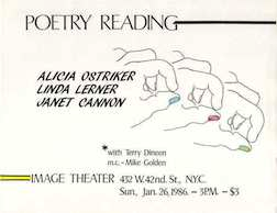 Janet Cannon Poetry Reading Image Theater, NYC, 1986