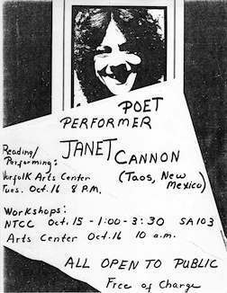 Janet Cannon Poetry Reading, Norfolk Arts Center, Norfolk, NE, 1983