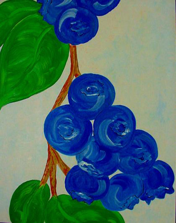 Blueberries (acrylic on canvas, 24 x 30 in.)