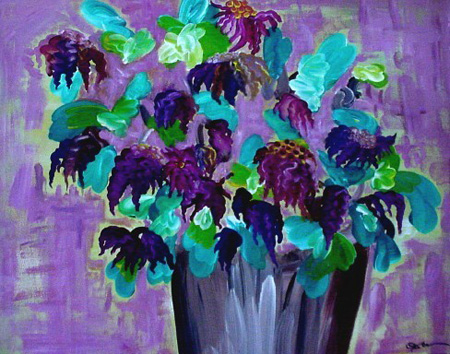 Dripping Flowers (acrylic on canvas, 30 x 24 in.)