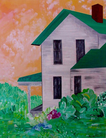 Farmhouse One (acrylic on canvas,  24 x 30 in.)