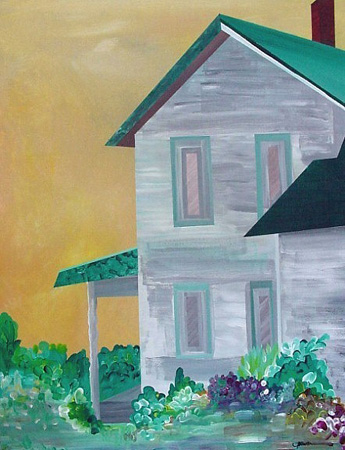 Farmhouse Four (acrylic on canvas, 24 x 30 in.)