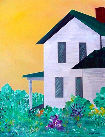 Farmhouse Five (acrylic on canvas, 24 x 30 in.)