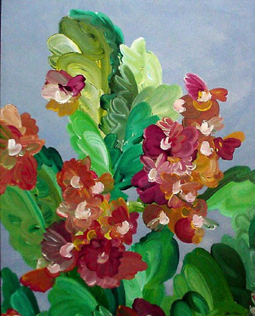 Flowering Bush (acrylic on canvas, 24 x 30 in.)