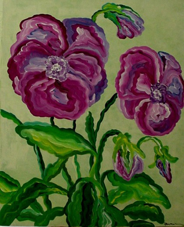 Pansies (acrylic on canvas, 24 x 30 in.)