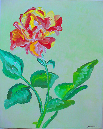 Variegated Rose (acrylic on canvas, 24 X 30 in.)
